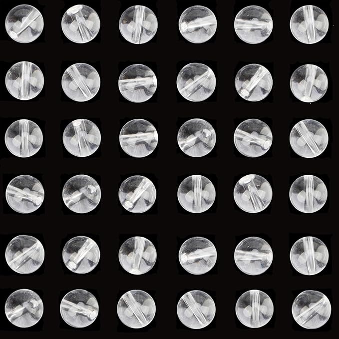 10mm 100pcs Natural Stone Beads Clear Quartz Crystals Round Genuine Stone Beading Loose Gemstone Hole Size 1mm DIY Charm Smooth Beads for Bracelet Necklace Earrings (Clear Quartz Crystals 10mm)