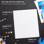 ARTEZA Stretched Canvas, 8 x 10 Inches, Pack of 12, Blank White Canvas for Painting for Acrylic, Oil and Gouache Paints