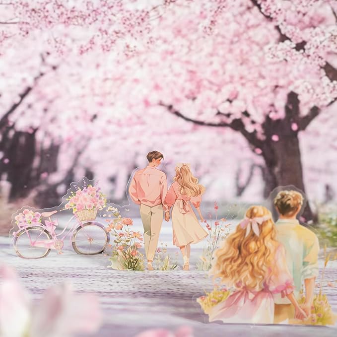 TIAMECH Pink Dream Girl PET Stickers - 100 Pcs Reading Time Lace Girl Maidens Sweetheart Design, Waterproof Sticker for Journaling & Scrapbooking, Junk Journal Supplies, Ephemera & DIY Crafts