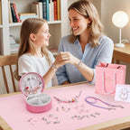 Emibele Girls Charm Beads Bracelet Making Kit with Portable Jewelry Box, Jewelry Making Kit for Kids Age 5 6 7 8-12, DIY Arts Crafts Toys for Teens Girls Gift Choices on Birthday Valentines Christmas