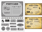 GLOBLELAND Vintage Postcard Cling Rubber Stamp Postage Postmark 7.1x8.7inch Cling Stamps Embossing Stamp Seal for DIY Scrapbooking and Card Making Paper Craft Decor