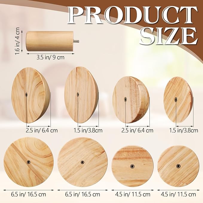 4 Pack Pottery Molds Plaster Molds Wood Pottery Tools with Handle for Ceramic Top Forms DIY Bowls Plate Dish Slump Press Art Making (Hemispherical,4.5'' 6.5'' Thickness 2.5'')