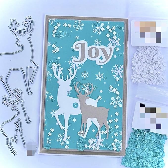 DzIxY Shadow Christmas English Words Joy Metal Cutting Dies for Card Making Kit Embossing Paper Die Cuts Set Scrapbook Stencils Supplies Machine Templates