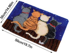 kingsea Latch Hook Kit for Teen, DIY Crochet Yarn Rug with Pattern Printed Latch Hook Rug Kit, Latch Hook Kit for Beginners, Four Cats, 20" x 15"