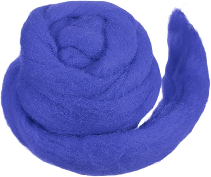MECCANIXITY Wool Roving Yarn Soft Felting Wool 50g/1.76oz Pure Chunky Roving Yarn for Needle Felting Knitting Blanket Spinning Weaving Art DIY Craft Light Sea Blue