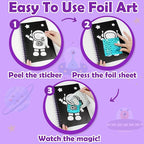 FUNNYB&G Foil Art Craft for Kids - Christmas Crafts Gift Party Favors Stocking Stuffers for Kids Fun Art Supplies Creative Birthday Gift Travel Toys for Girls Boys 4 5 6 7 8 9 Years Old (Space)