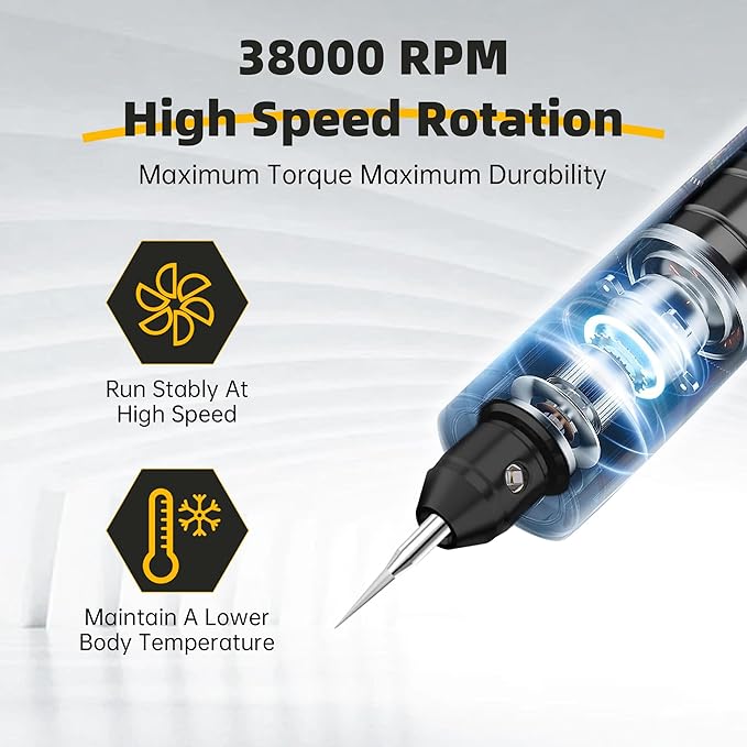 HARDELL Engraving Pen, 6 Speed, Rechargeable Engraver Pen for Artists & DIYers, Electric Engraving Tool with 41 Accessories, Engrave 60+ Surfaces, Engraving Pen for Metal, Wood, Glass and Plastic