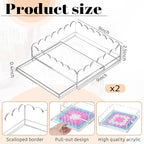 2 Pcs Acrylic Scalloped Tray Large Clear Acrylic Tray with Drawer for Insert Customizable Photos, Art, and Fabric Scalloped Basket for Needlepoint Napkin Frame Display Messages (9" X 9")
