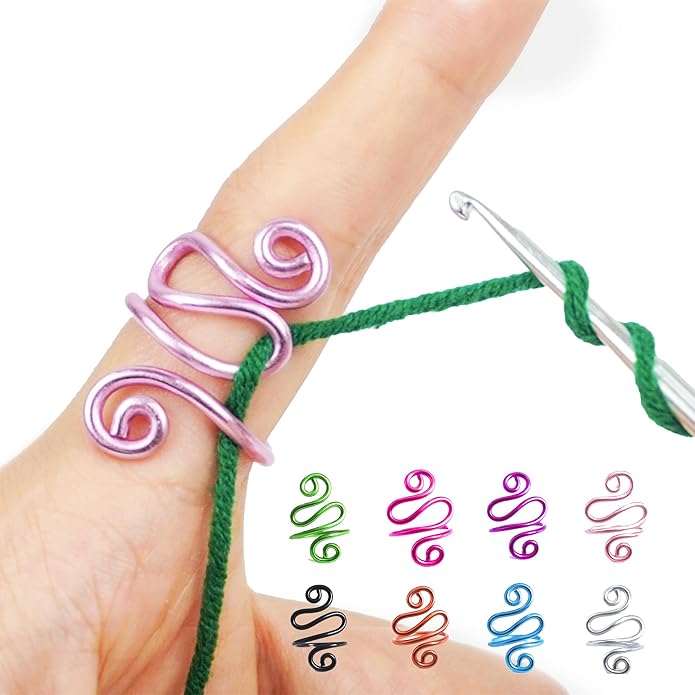 Handmade Crochet Tension Ring, Lefties & Righties Yarn Tension Control, Adjustable Hook Ring, Companion Ring Yarn Regulator, Gift for Crocheters Knitters
