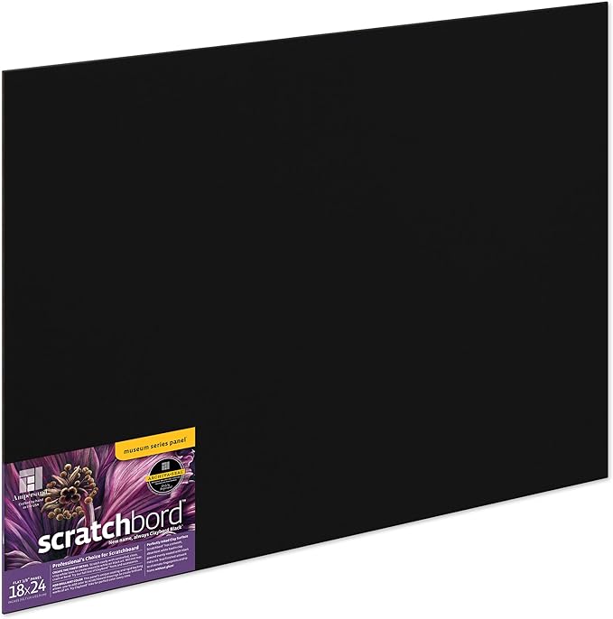 Ampersand Art Supply Scratchbord Art Panel: Museum Series Scratchboard, 1/8 Inch Flat Profile, 18" x 24"