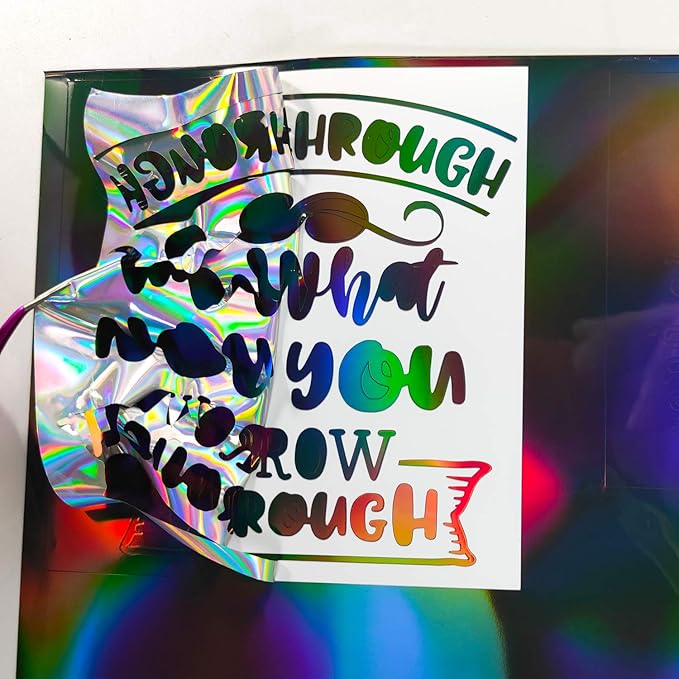 GIRAFVINYL Black Holographic Vinyl, 12" X 6ft Glossy Rainbow Black Permanent Vinyl for Crafts, Expressions, Decal, Signs, Stickers