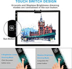 A3 LED Light Pad with Carry Bag, TOHETO Wireless Rechargeable Light Board with Stand and Top Magnetic Clip 3 Colors Stepless Dimmable 6 Levels Brightness Light Box for Diamond Painting Weeding Vinyl