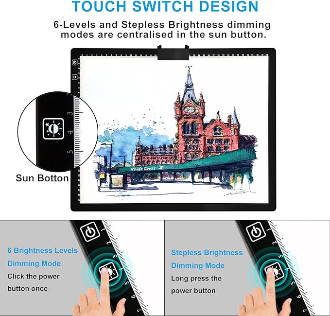 A3 Light Pad, Rechargeable Light Board for Diamond Painting, Tracing Light Box with Stand and Clip, Light Table Lightbox for Tracing, Drawing