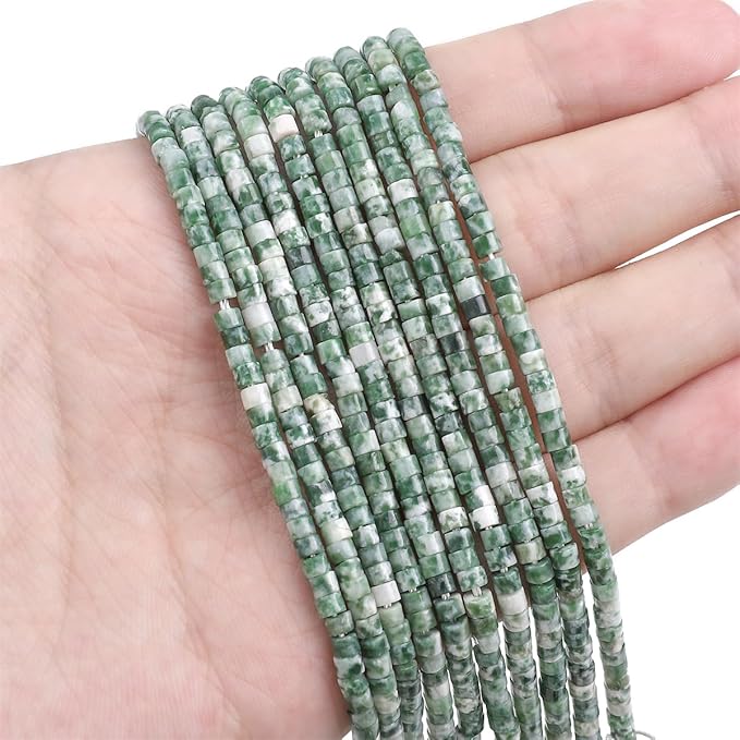 Natural African Jade Spacer Beads Caps Flat Round Loose Beads for Beading Jewelry Making 3mmx2mm 38cm