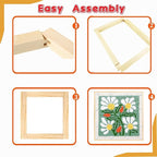 Gylreus 16 Pcs 4 Sets Stretcher Bars for Needlework Wooden Canvas Stretcher Bars 10 Different Size Combinations Embroidery Stretcher Bars for Cross Stitch Frame Set with Thumbtack and Remover Tool