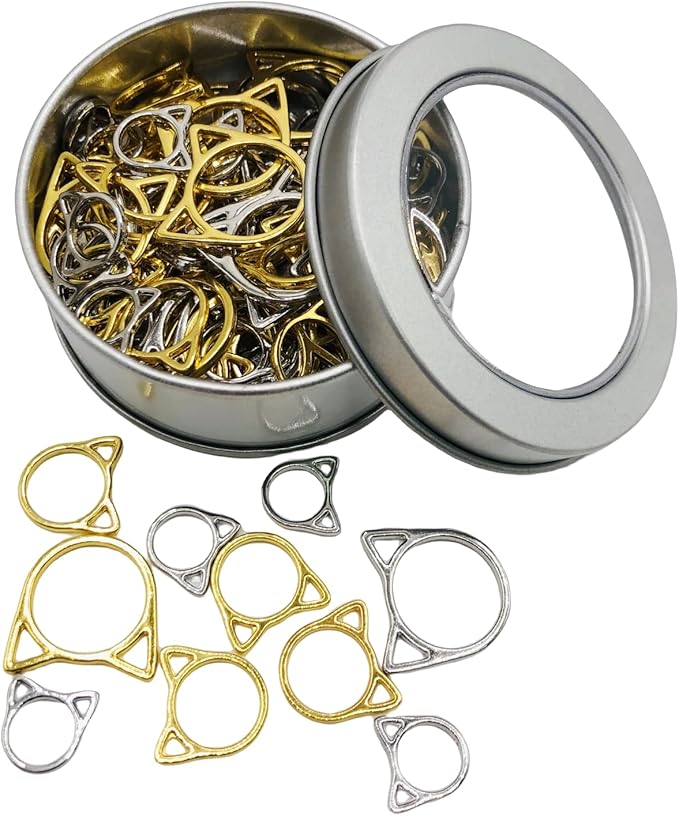 Hilsayum 30PCS Cat Stitch Marker Knitting Stitch Markers Metal Crochet Markers Ring Crocheting Accessories for Weaving, Handmade Crafts