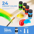 Nicpro Acrylic Paint Canvas Set for Adults, 46PCS Art Painting Supplies Kit with 24 Acrylic Paints(36ML), Table Wood Easel, 5 Canvas Panels, 12 Brushes, Paper Pad, Palette for Artist Beginner Students