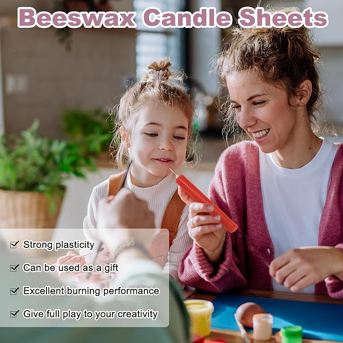 MECCANIXITY Beeswax Candle Making Kit,8x8 Inch 5pcs Black Beeswax Candle Sheets with 1pcs Cotton Wick for DIY Craft Gift Making