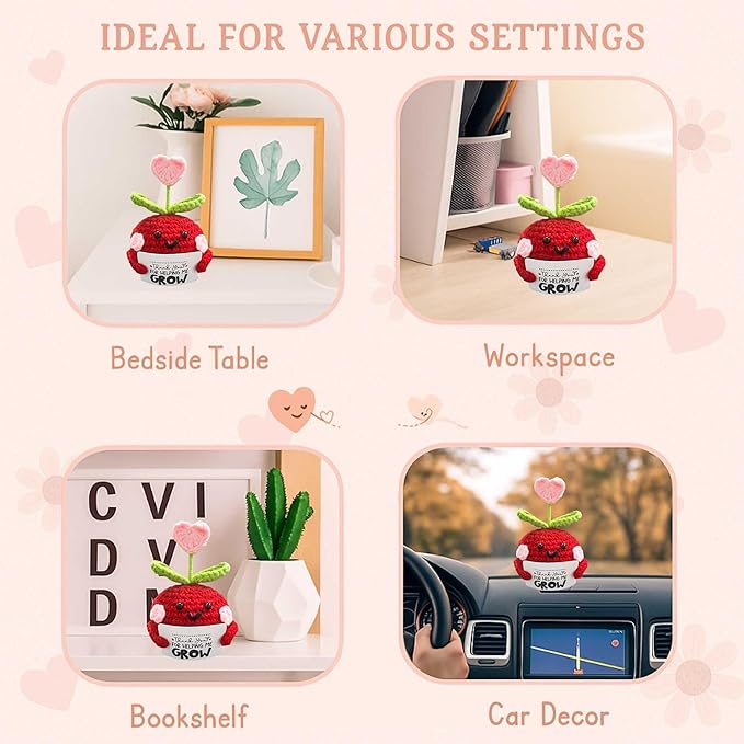 Teacher Gifts for Women – Decorative Handmade Mini Crochet Apple with Message Card – Teacher Appreciation, Christmas, Birthday, Graduation, Thank You, End of School Gifts from Students (Style 2)