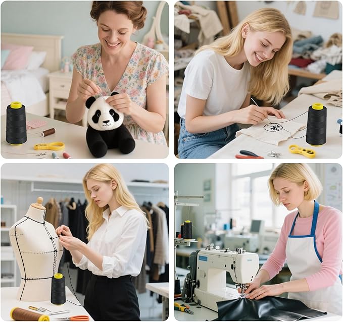 1500 Yards Denim Thread for Jeans, 20s/2 Polyester Thread, Sewing Threads for Sewing Machine, Heavy Duty ThickThread for Canvas, Aprons, Denim, Leather, Shoes Bag