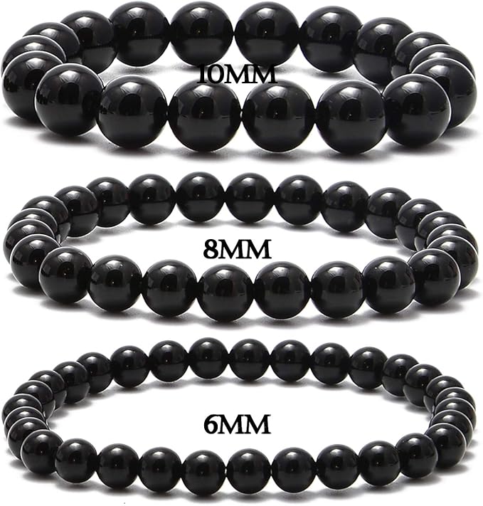 NCB 100pcs Original Natural Stone Beads Gemstone Round Loose Beads 6mm 8mm 10mm (Black Onyx Agate, 10mm 100Beads)