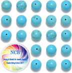 NCB 100pcs 10mm Natural Stone Beads Round Beads Gemstone Beads Loose Beads for Jewelry Making Wholesale (Stabilized Blue Turquoise, 10mm 100Beads)