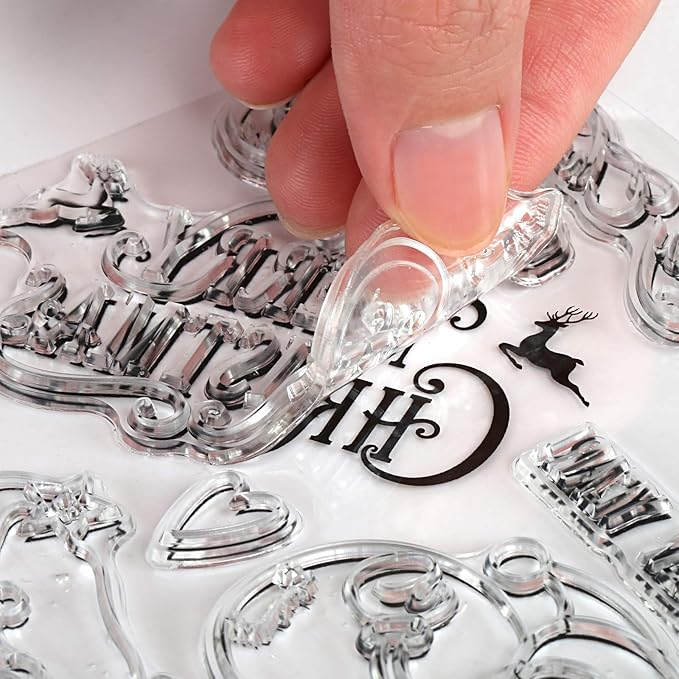 Kesoto 6 Pieces Christmas Theme Clear Stamps Scrapbooking Album Paper Cards Making Decoration