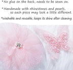 6 Pieces 3D Flower Lace Embroidery Butterflies Appliques Pearl Patches for Repairing and Decorating, Sewing Craft Clothing Jeans Jackets Bags (Pink)