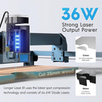 Longer Laser B1, 36000mW Laser Cutter and Engraver with a 32-bit High-Speed Motherboard, 30,000mm/min Speed, and Air Assist.DIY, CNC Machine for Wood and Metal, Acrylic, Leather, etc. Laser Class 2