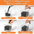 Candle Sand Wax with Wicks and Wick Tabs- 450g DIY Black Pearled Candle Wax, Refillable Pearled Sand Candles with Wicks, for Making Candles for Halloween, Party