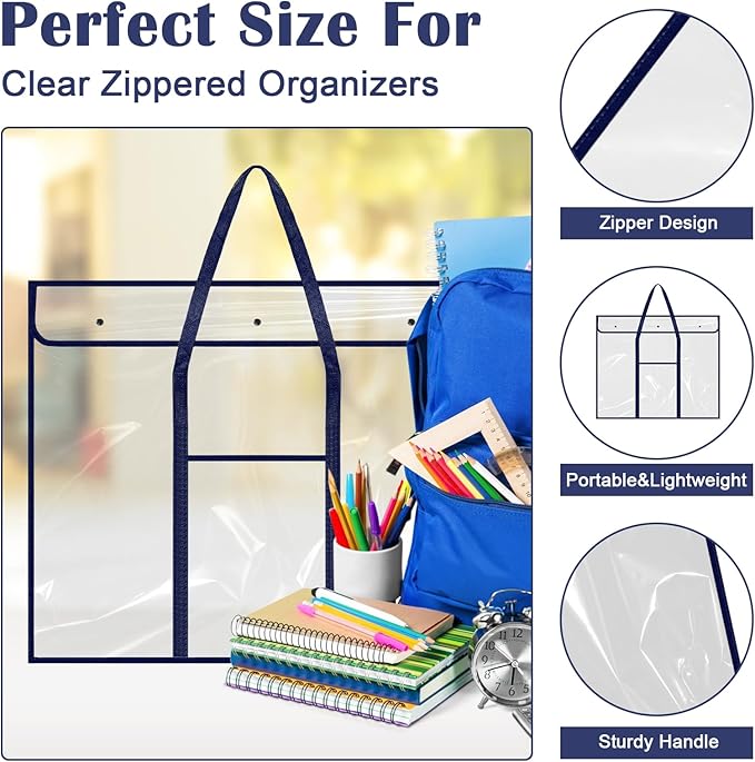 3 Pcs Large PVC Poster Storage Bag, Bulletin Board Holder, Art Portfolio Case with Pockets, Transparent Organizer for Teacher Classroom Organization, 3 Color (25" X 31")