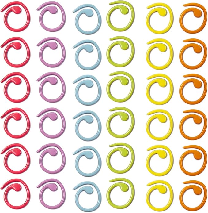 Wonafa 30pcs Spiral Stitch Markers for Knitting & Crochet, Metal, Adults