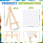 40 Pack Mini Canvas and Easel Set for Painting Canvas Panels with 5.9 Inch Wooden Easels for Oil Acrylic Painting Birthday Baby Shower Back to School Party Favors (4 x 4 Inch)