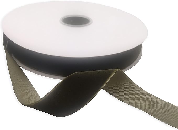 Nylon Velvet Ribbon Single Faced,1 Inch X 25Yards Spool (Moss Green)