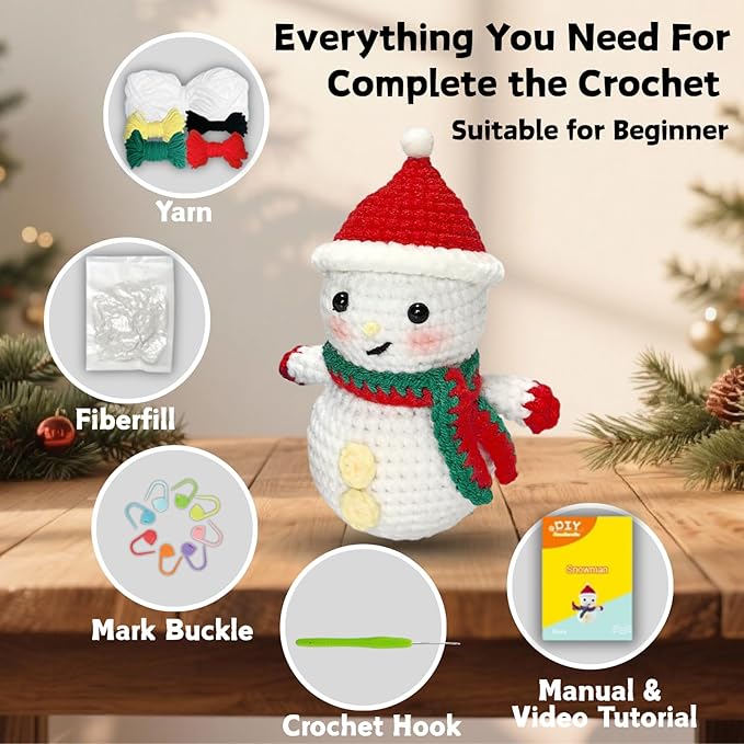 THOVY Crochet Kit for Beginners,Crochet Starter Kit w Step-by-Step Video Tutorials,Easy Beginner Crochet Kit for Adults,DIY Crochet Starter Set