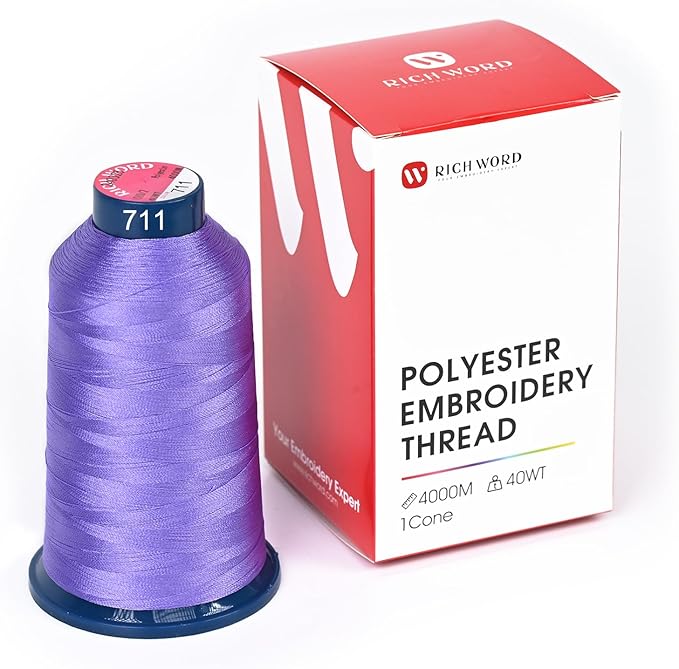 Richword Selected Purple Embroidery Thread 4000M(4374Y) 40WT Polyester Thread 100 Colors Selected for Commercial Multi Needles and Single Needle Embroidery Machine 0711