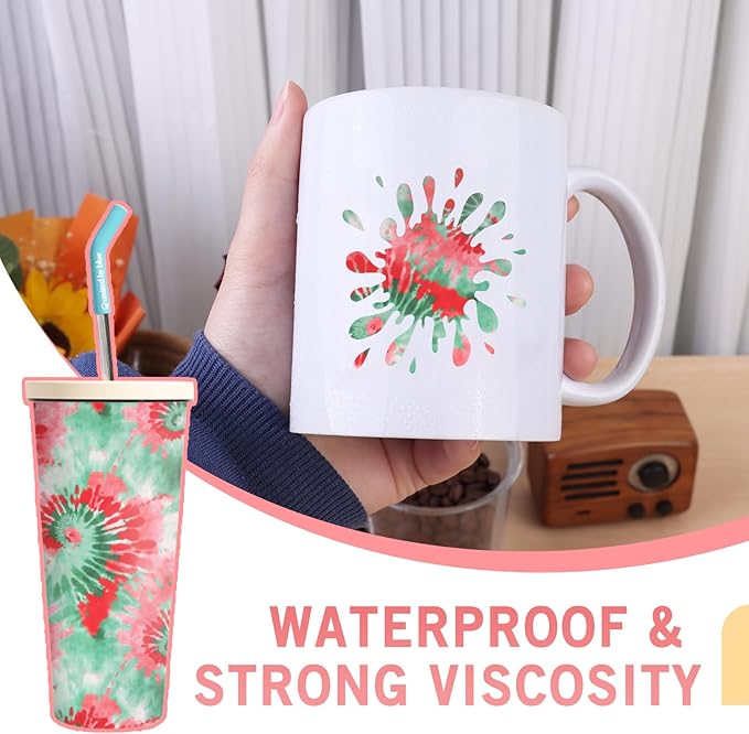 Tintnut Permanent Vinyl Tie Dye Roll - 12 inch x 5ft, Green Red Swirl Pattern Adhesive Vinyl Sheets for Decor Sticker Compatible with Cricut, Silhouette, Cameo Cutters