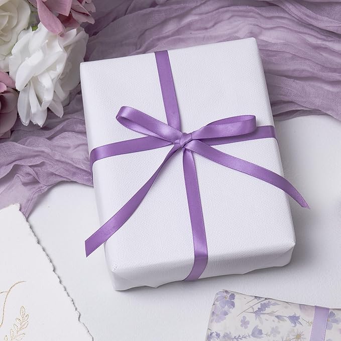 Purple Ribbon 3/8 Inch Double Face Satin Ribbon for Gift Wrapping Hair Bows Making Chair Sash Valentine's Day Wedding Birthday Party Invitation Decorations Flower Bouquet Christmas, 25 Yards