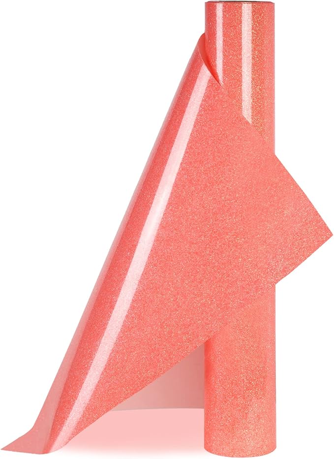 Orange Red Glitter HTV Heat Transfer Vinyl Rolls12inch by 9feet PU Stretch Iron on Vinyl HTV Vinyl for T-Shirt for Silhouette and Cameo (9Ft, Z1-Glitter Yellow Red)