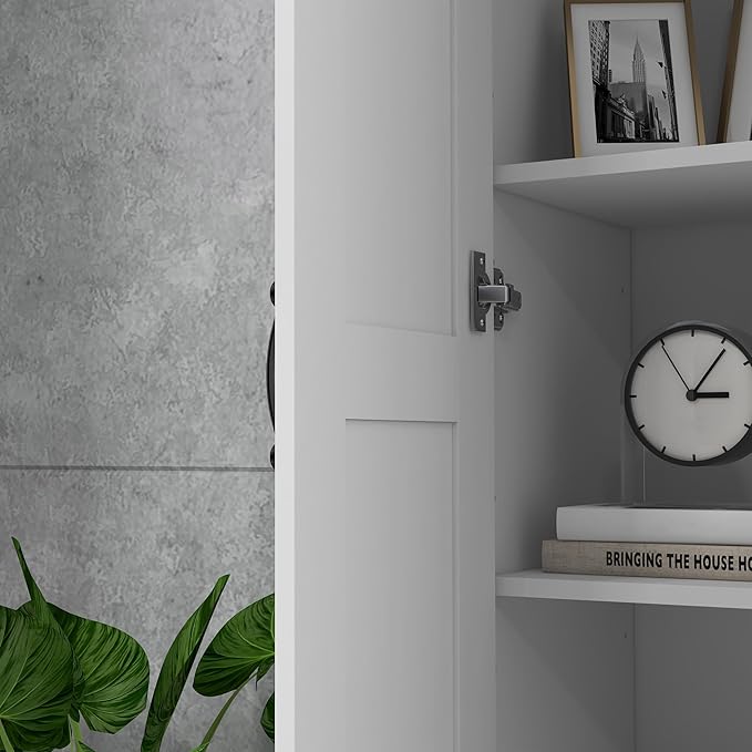 HOMCOM 69" Tall Storage Cabinet with Movable Storage Shelves, Modern Style Pantry Cabinet with Soft Close Doors, White