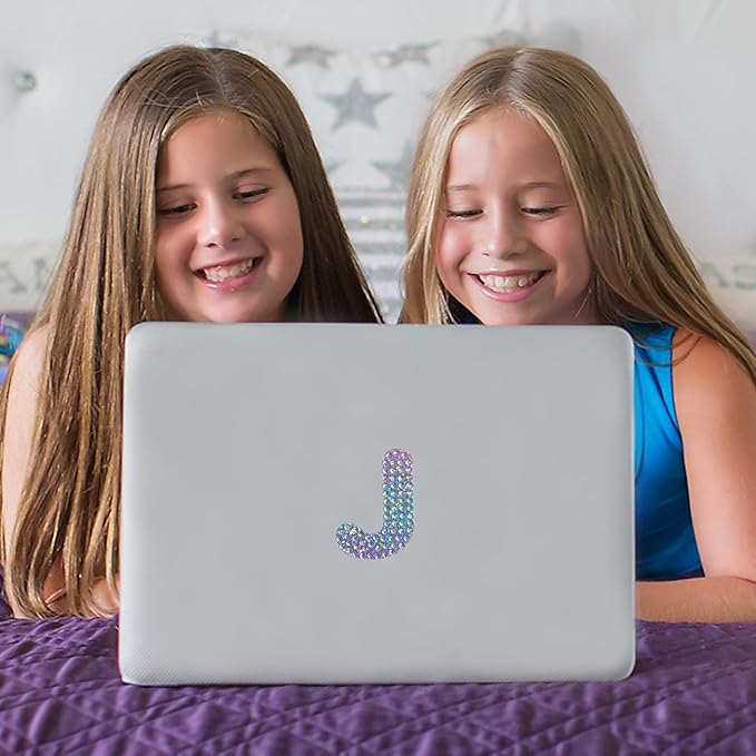 StickerBeans® Rhinestone Alphabet Letter Sticker J - Unique Sparkly Design 2” x 2” Cut-to-Shape Adhesive - Personalization, Collecting, Gifting, Scrapbooking, Decorating Laptops, Phone Cases, All Ages