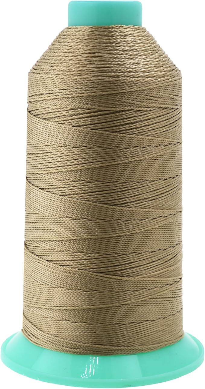 Mandala Crafts Bonded Nylon Thread Dark Beige Heavy Duty Sewing Threads - 800 YDs Size 277 840D T270 Tex 270 Thread for Leather Jeans Weaving Outdoor Marine Upholstery Threads