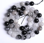 AAA Natural Black Quartz Rutilated Beads Round Loose Beads for Jewelry Making DIY Bracelet 60pcs 6mm Crystal Energy Healing Power Stone (Black Rutilated Quartz Crystal, 6mm)
