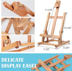 Falling in Art Tabletop Easel Set, Portable Wooden Art Easel Painting Kits for Kids, Easel for Painting Canvases, Including 12 Colors Acrylic Paints, 10 Paintbrushes and 4 Canvas Panels, Yellow