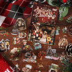 Vintage Christmas Scrapbook Stickers for Scrapbooking Supplies, 20 Sheets Precut PET Sticker Book for Journaling, Junk Journals, Collage, Card Making, Bujo, Crafts Arts