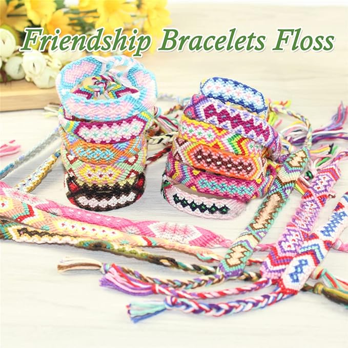 Friendship Bracelet String 500 Skeins Rainbow Color Embroidery Floss Cross Stitch Embroidery Thread Cotton Floss Bracelet Yarn, Craft Floss(Classic Color)（50skeins x10 Pack）