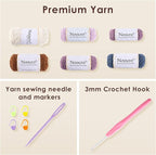 Noocro Crochet Kit Granny Square Tissue Holder, Complete DIY Kit with Detailed Instructions, Video Tutorials, for Beginners or Intermediate and Advanced Crocheters