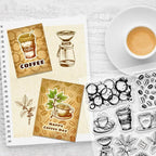 CHGCRAFT Coffee Clear Stamps Coffee Beans Transparent Silicone Stamps for Card Making Coffee Machine Silicone Clear Stamp for DIY Scrapbooking Photo Journal Album Decoration