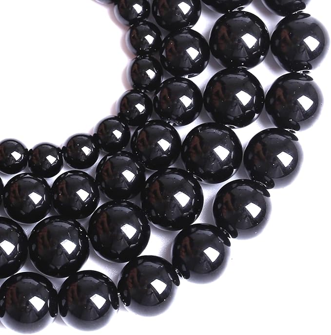 4MM Natural Black Agate Gemstone Beads Round Loose Stone Beads for Jewelry and Bracelets Making 180pcs 2 Strands 32"