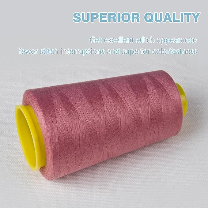 Rubber Red Serger Thread, All-Purpose Thread for Sewing, Polyester, 4 Cones of 3000 Yards Each Spool for Sewing Machine